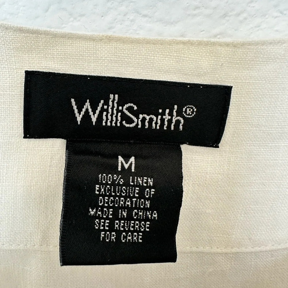 WilliSmith 100% Linen White Embroidered Tunic Top/Swimsuit coverup Size M - Picture 7 of 12